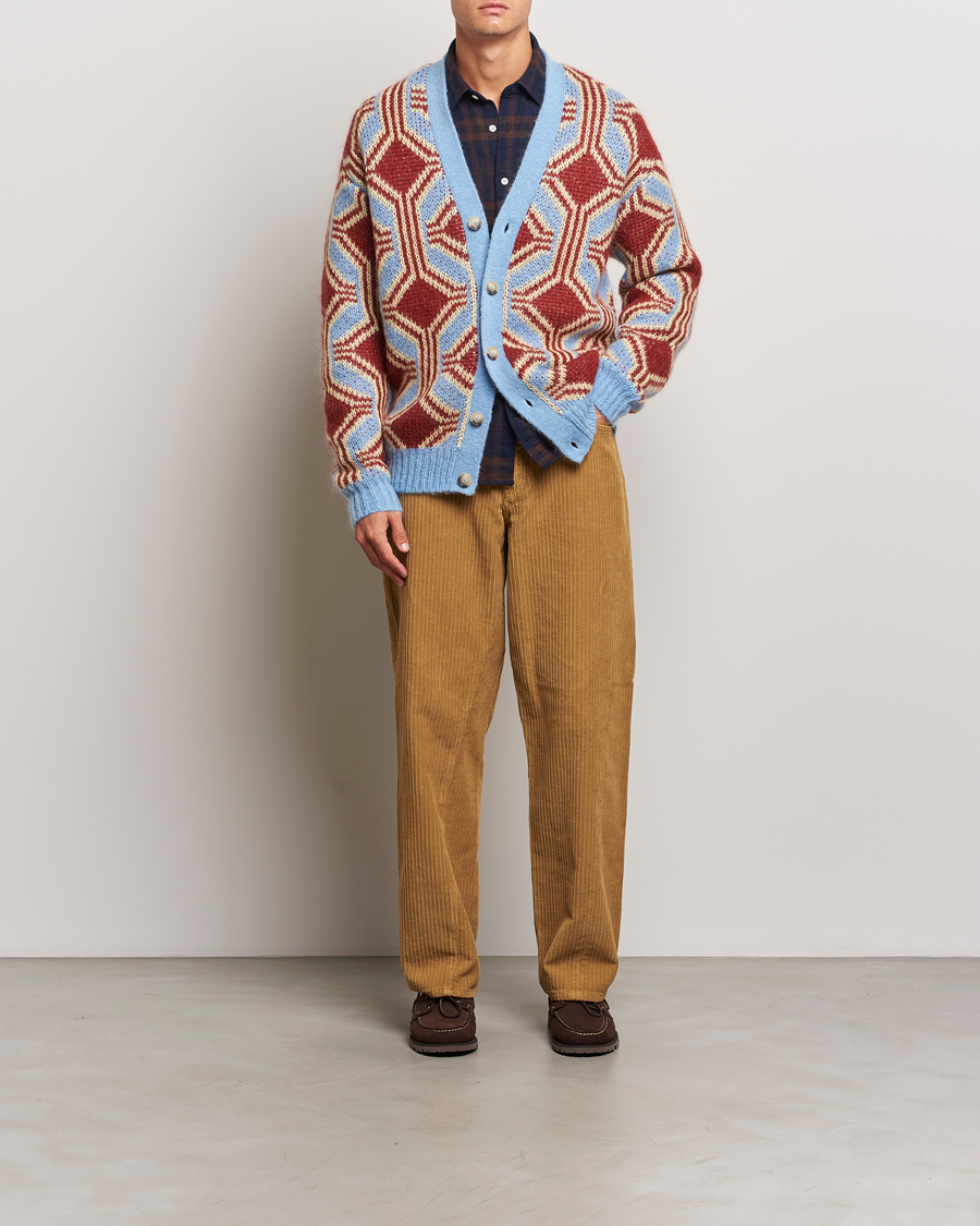 Homme | Pulls Et Tricots | Drôle de Monsieur | Geometric Mohair Cardigan Red/Blue