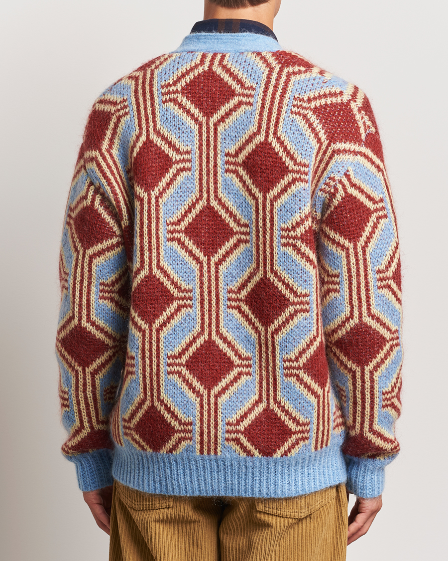 Homme | Pulls Et Tricots | Drôle de Monsieur | Geometric Mohair Cardigan Red/Blue