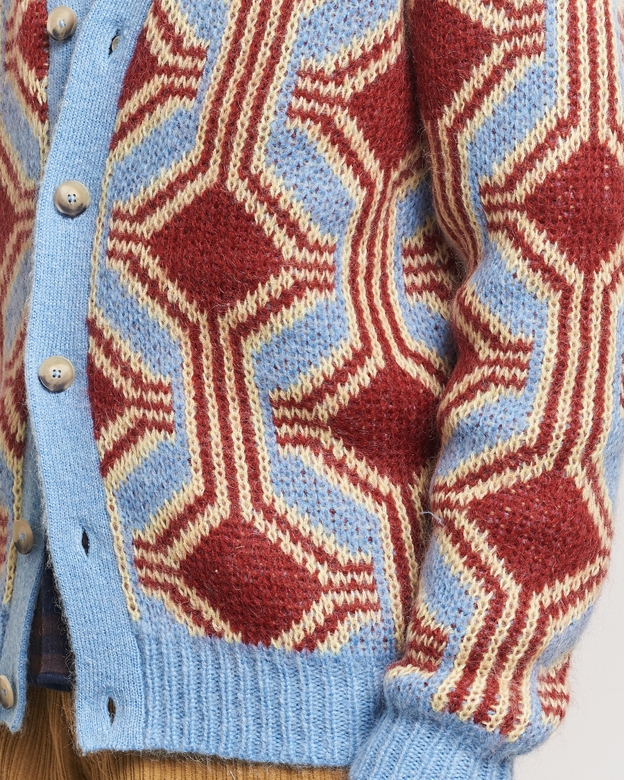 Homme | Pulls Et Tricots | Drôle de Monsieur | Geometric Mohair Cardigan Red/Blue