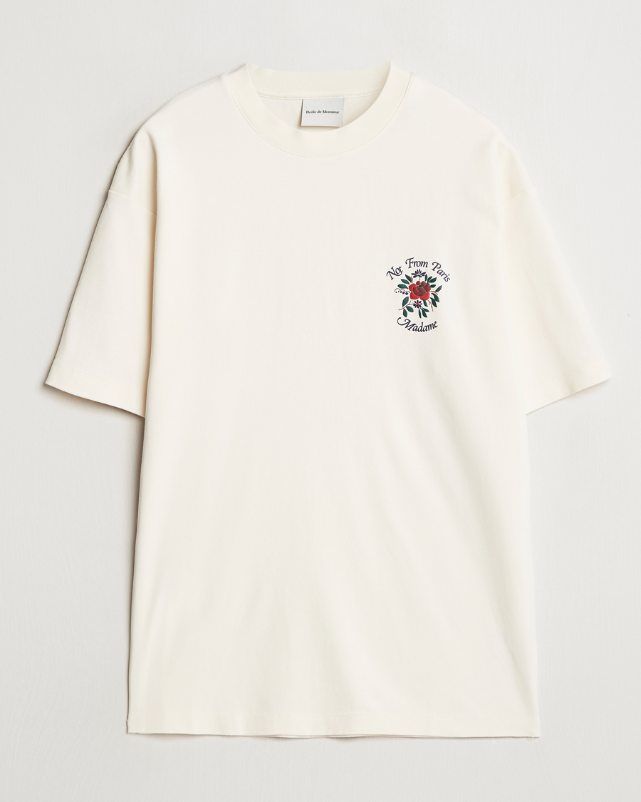 Homme | T-shirts | Drôle de Monsieur | Flower Slogan T-Shirt Cream