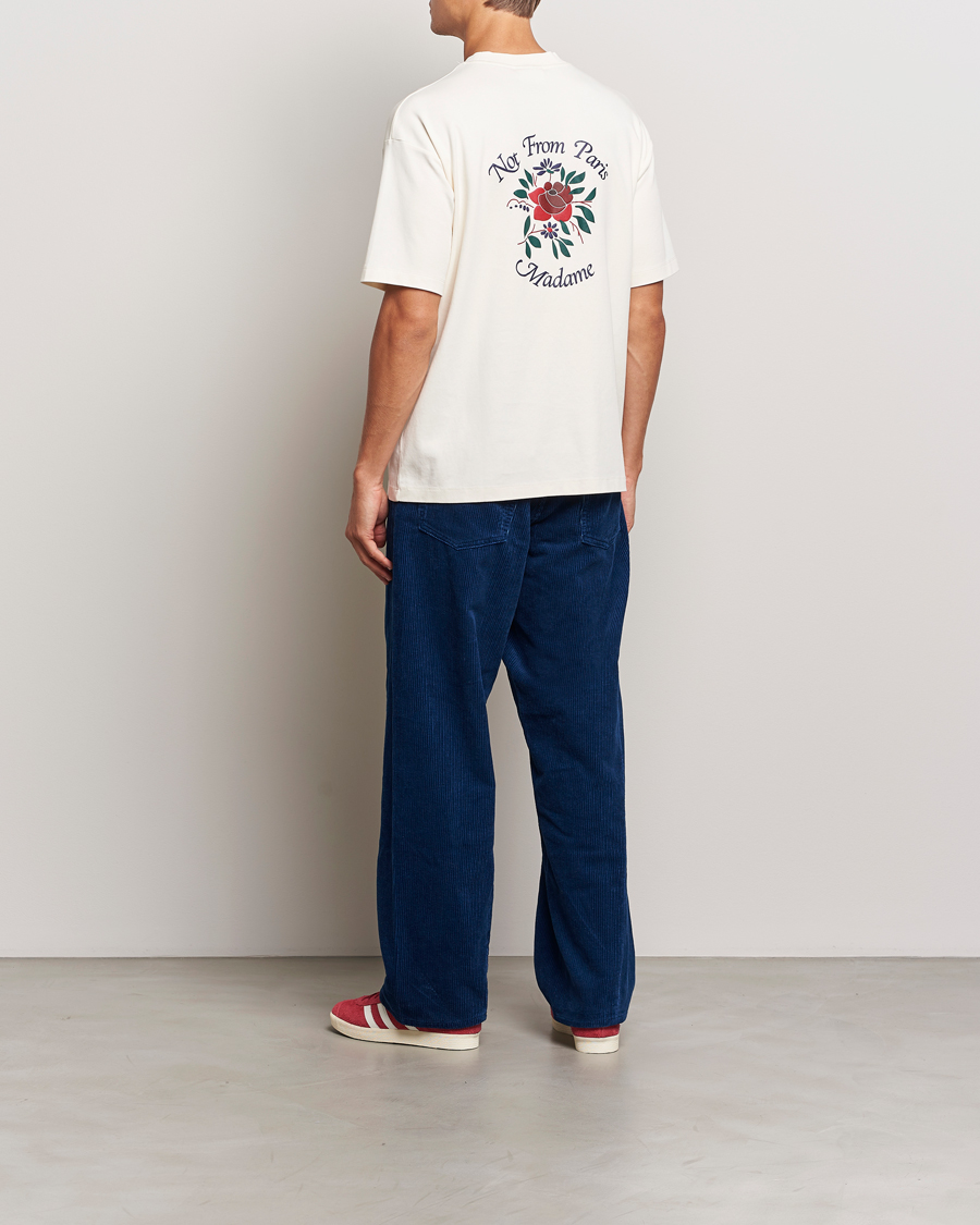 Homme | T-shirts | Drôle de Monsieur | Flower Slogan T-Shirt Cream