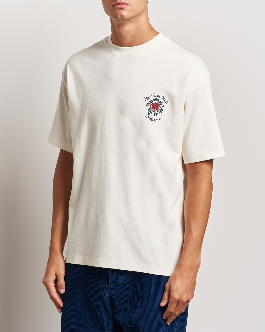 Homme | T-shirts | Drôle de Monsieur | Flower Slogan T-Shirt Cream