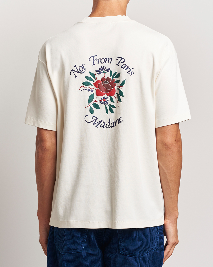 Homme | T-shirts | Drôle de Monsieur | Flower Slogan T-Shirt Cream