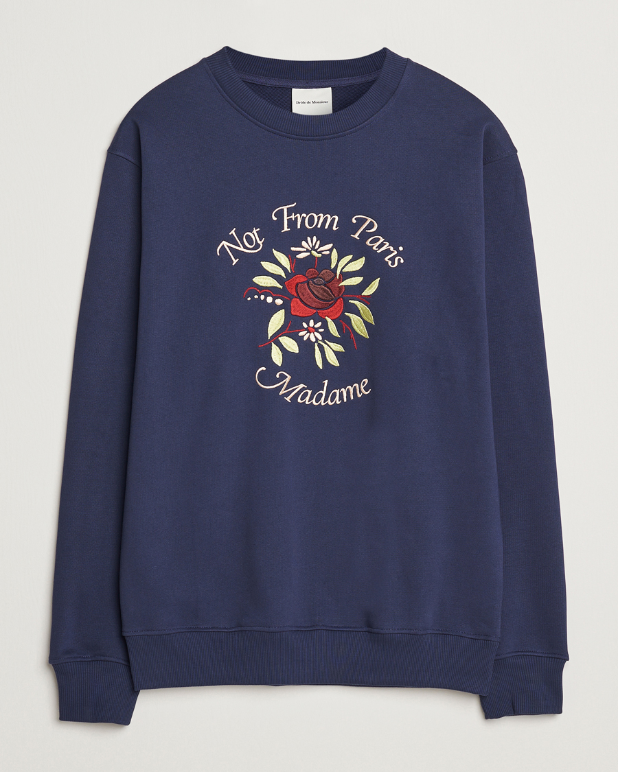 Homme | Pulls Et Tricots | Drôle de Monsieur | Flower Slogan Sweatshirt Dark Navy