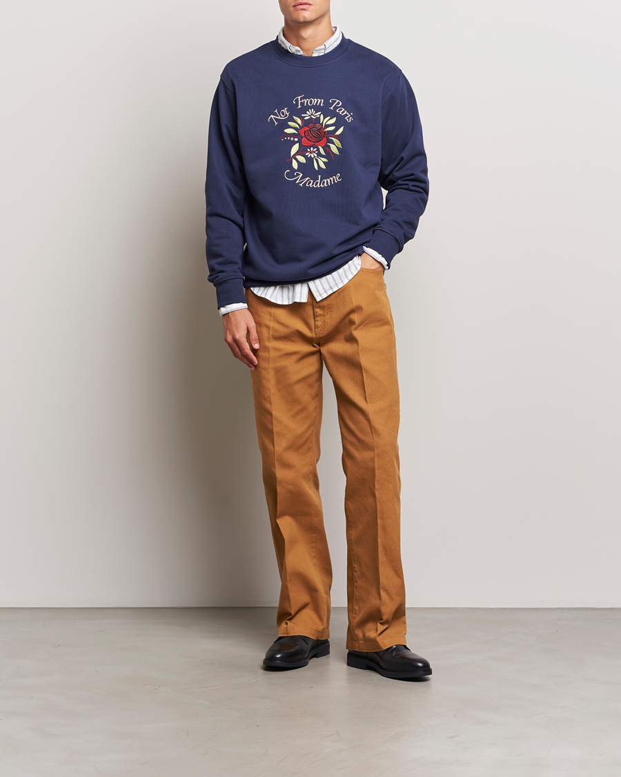 Homme | Pulls Et Tricots | Drôle de Monsieur | Flower Slogan Sweatshirt Dark Navy