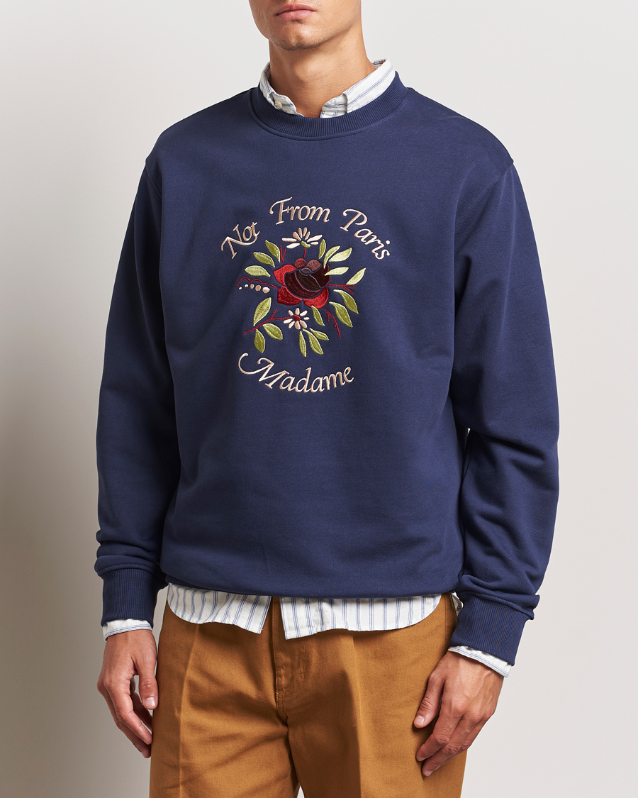 Homme | Pulls Et Tricots | Drôle de Monsieur | Flower Slogan Sweatshirt Dark Navy