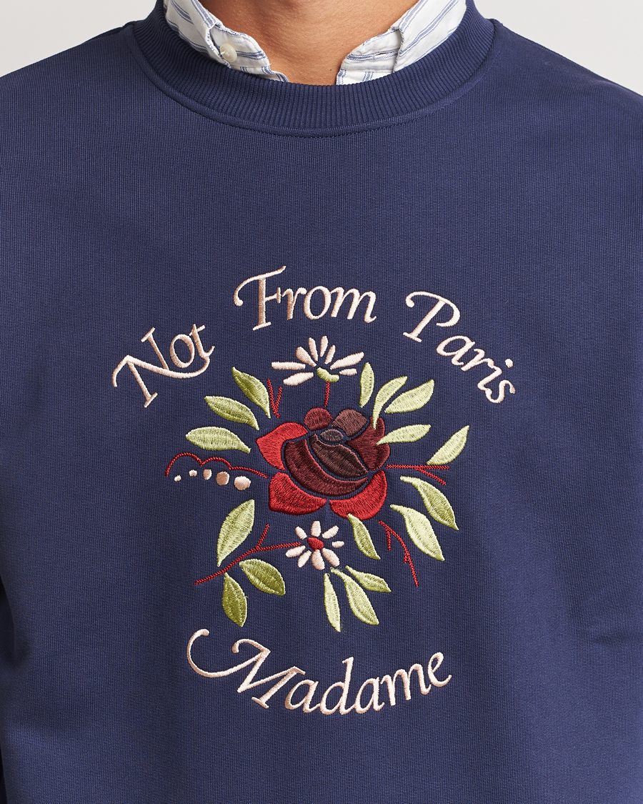 Homme | Pulls Et Tricots | Drôle de Monsieur | Flower Slogan Sweatshirt Dark Navy