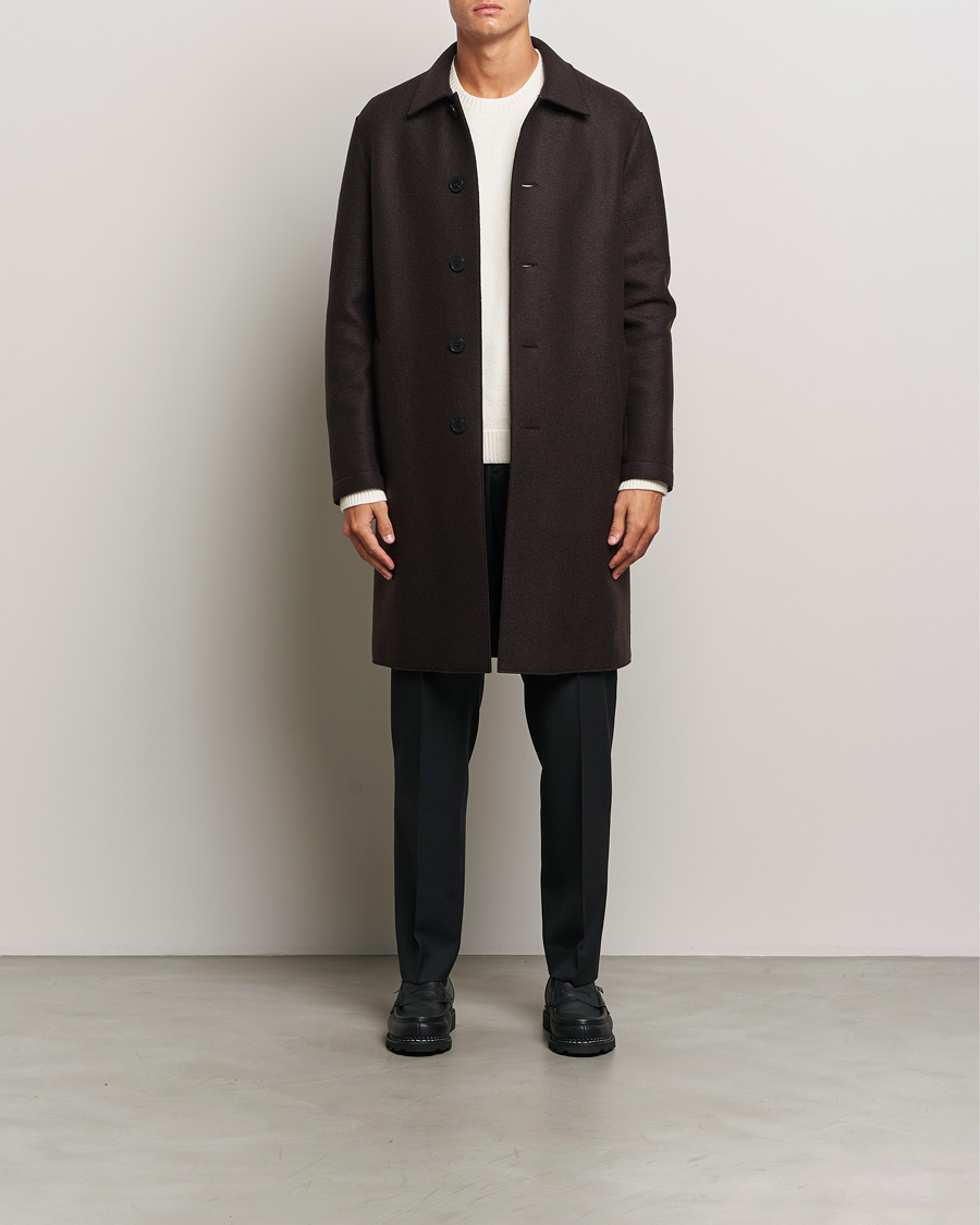Homme | Manteaux Et Vestes | Harris Wharf London | Pressed Wool Mac Coat Dark Brown