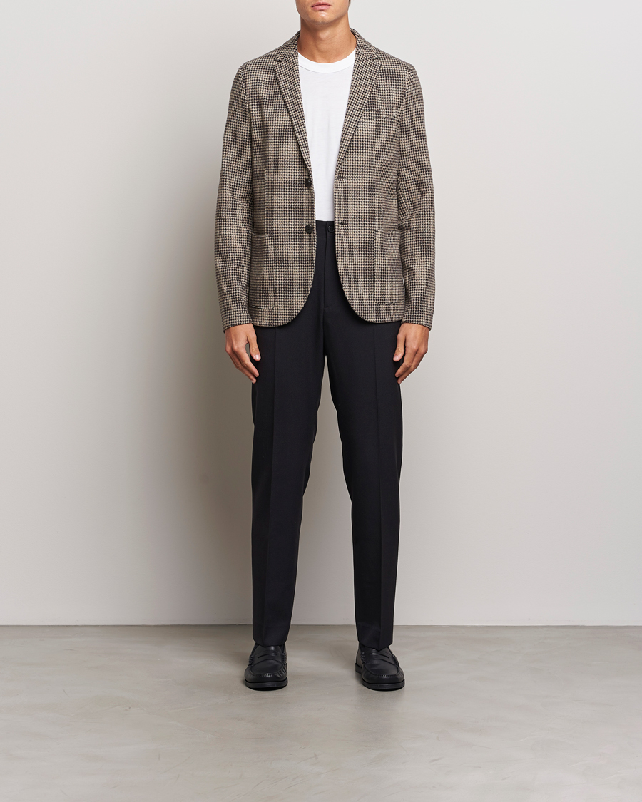 Homme | Blazers | Harris Wharf London | Two Button Houndstooth Blazer Beige