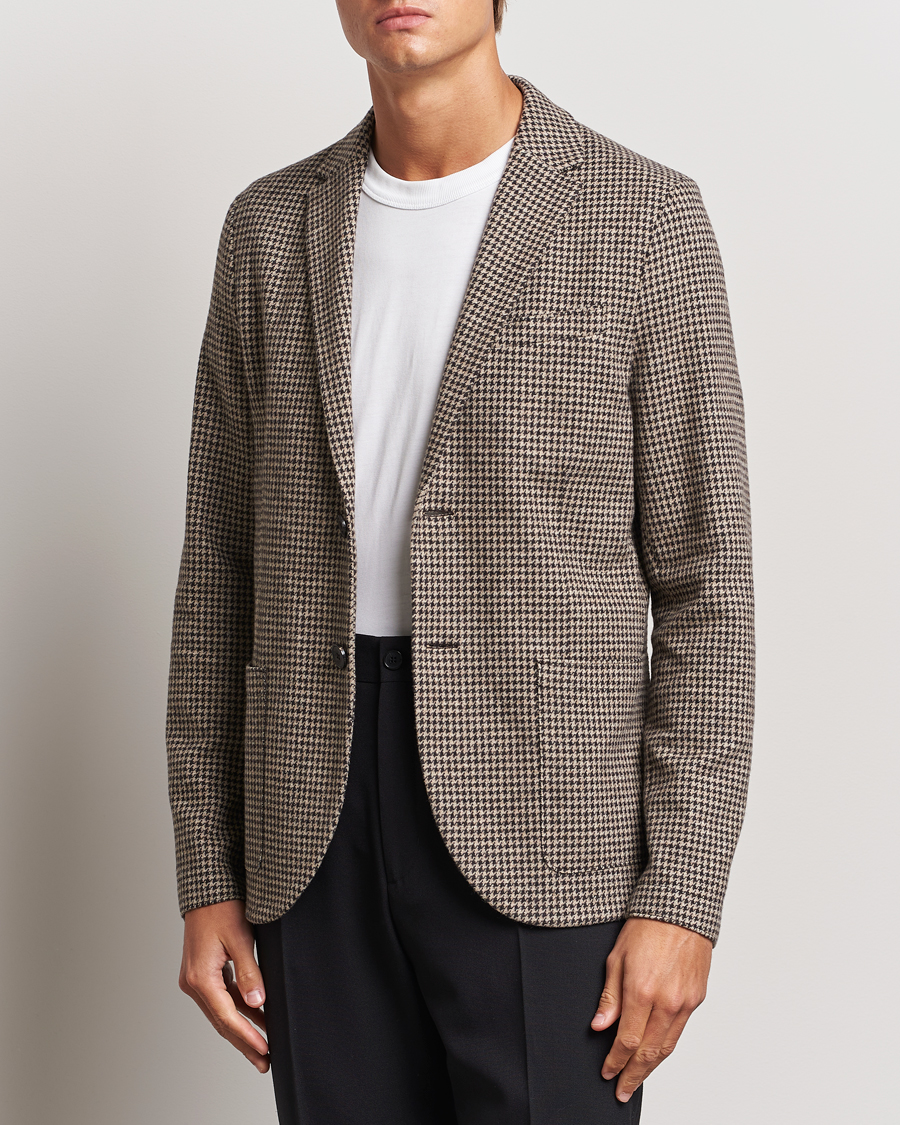 Homme | Blazers | Harris Wharf London | Two Button Houndstooth Blazer Beige