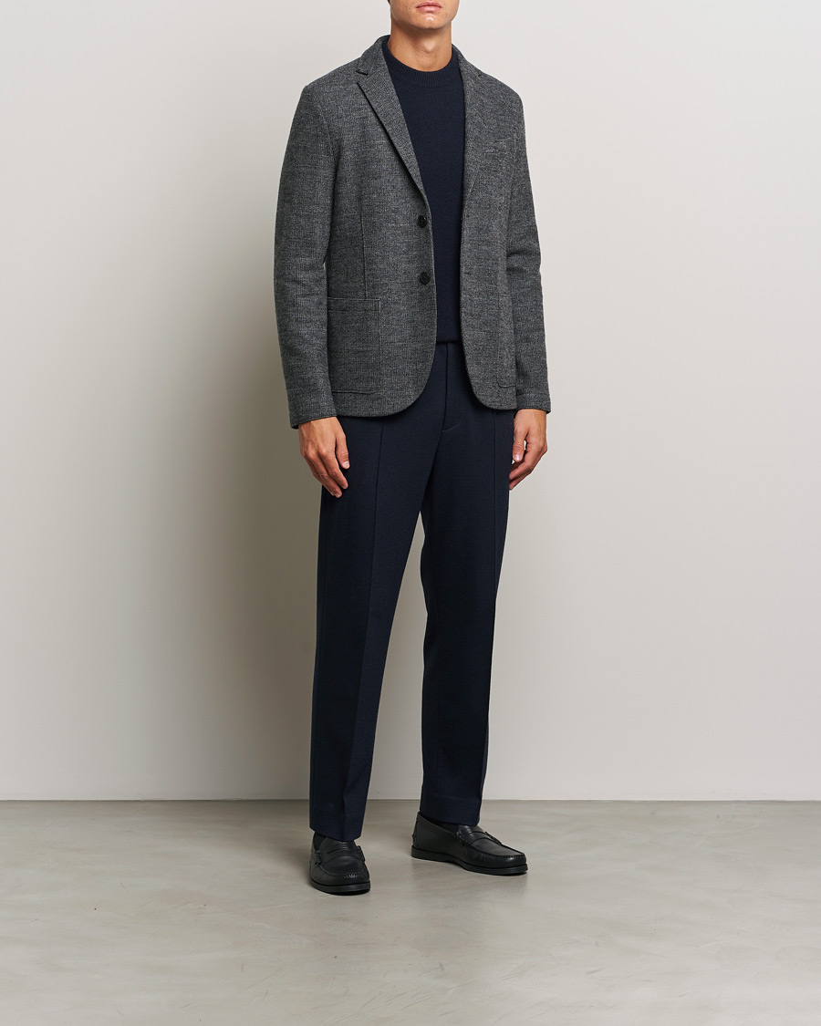 Homme | Blazers | Harris Wharf London | Two Button Prince Of Wales Blazer Grey/Black