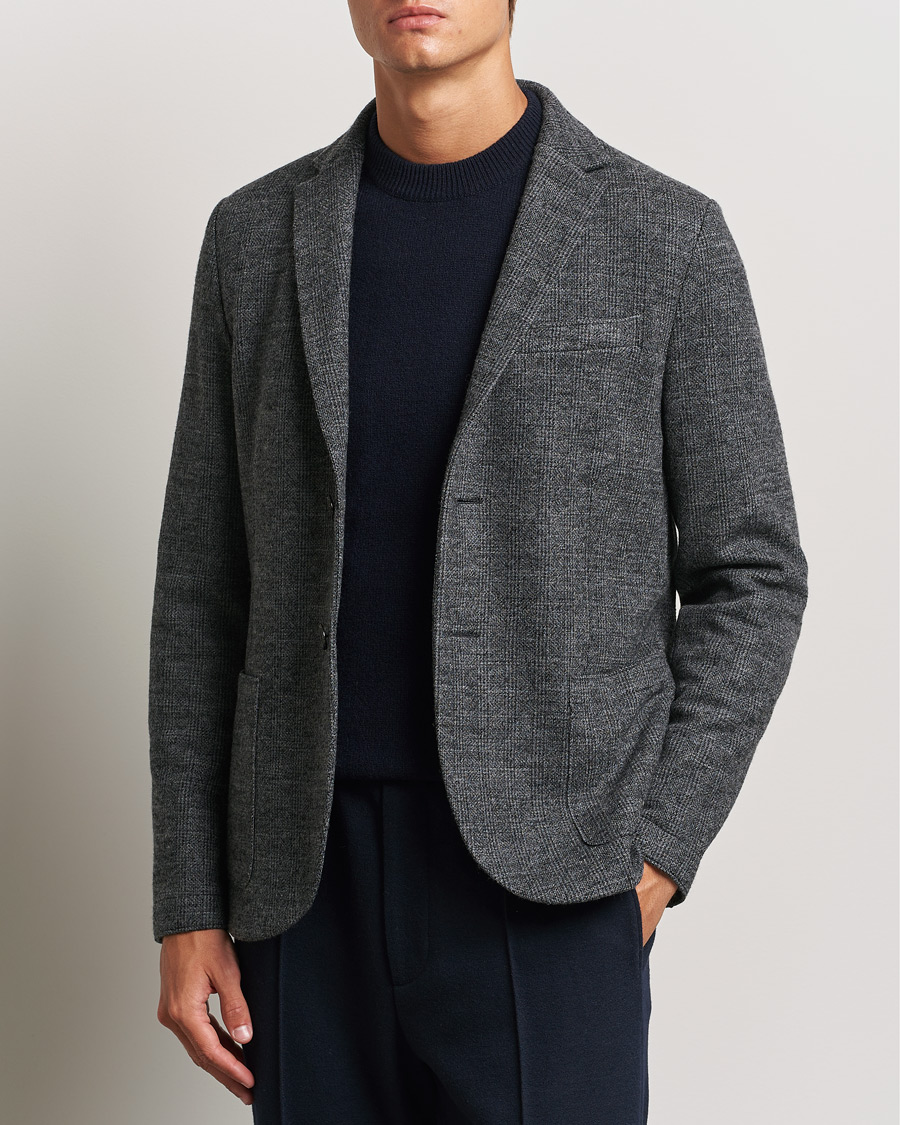 Homme | Blazers | Harris Wharf London | Two Button Prince Of Wales Blazer Grey/Black
