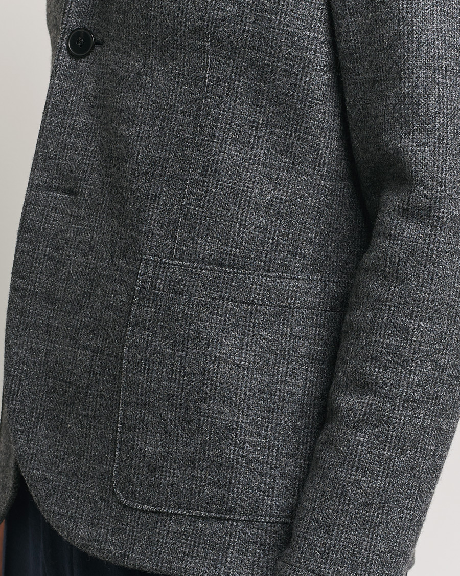 Homme | Blazers | Harris Wharf London | Two Button Prince Of Wales Blazer Grey/Black