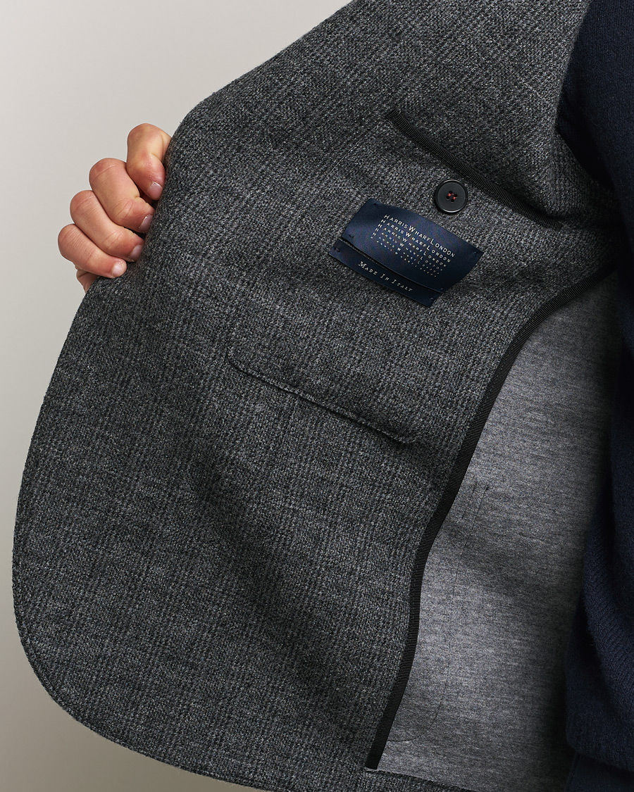Homme | Blazers | Harris Wharf London | Two Button Prince Of Wales Blazer Grey/Black