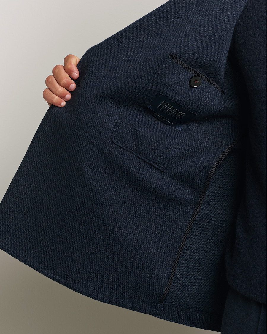 Homme | Blazers | Harris Wharf London | Double Breasted Peak Lapel Jersey Blazer Navy Twill