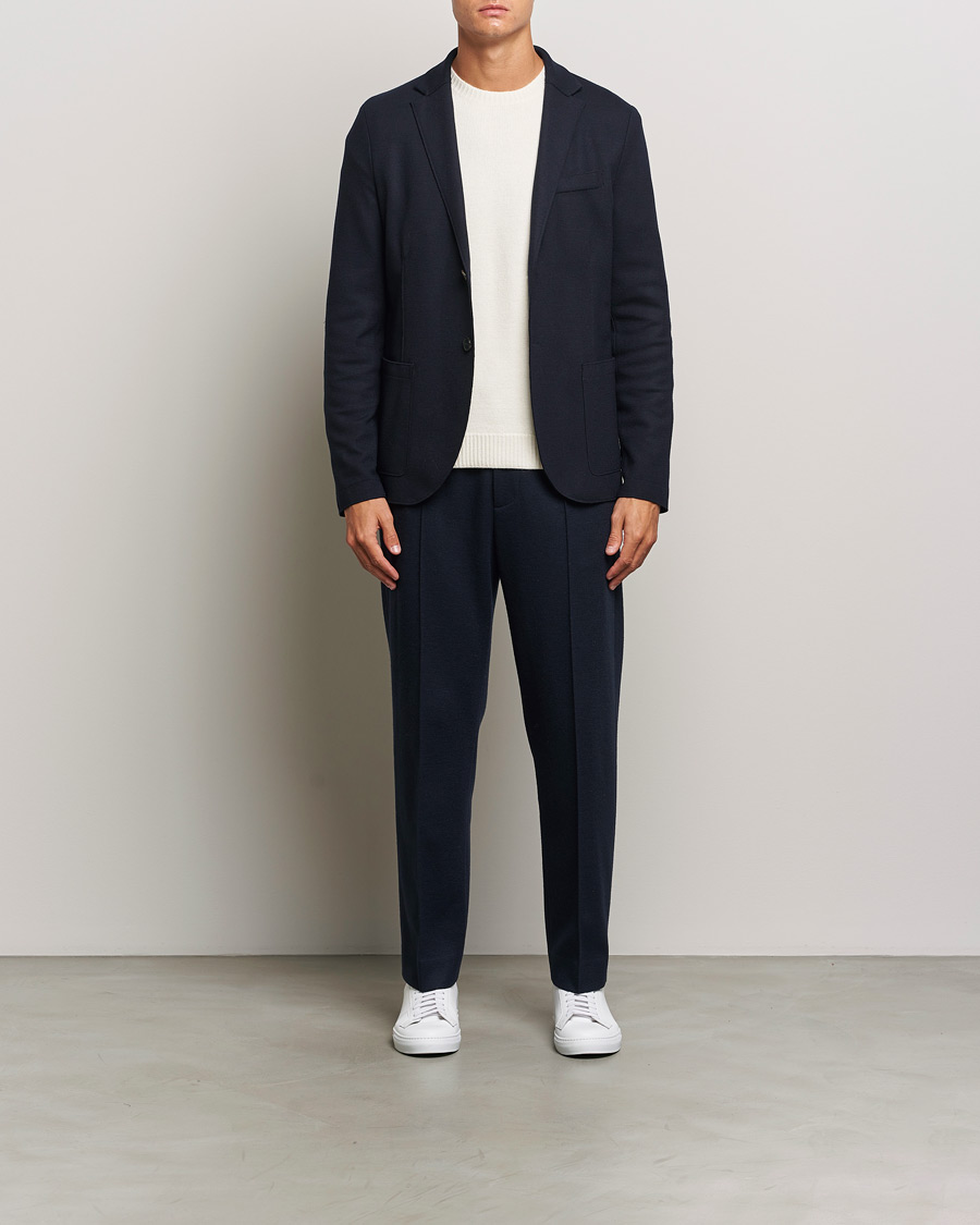 Homme | Blazers | Harris Wharf London | Two Button Superfine Merino Blazer Navy
