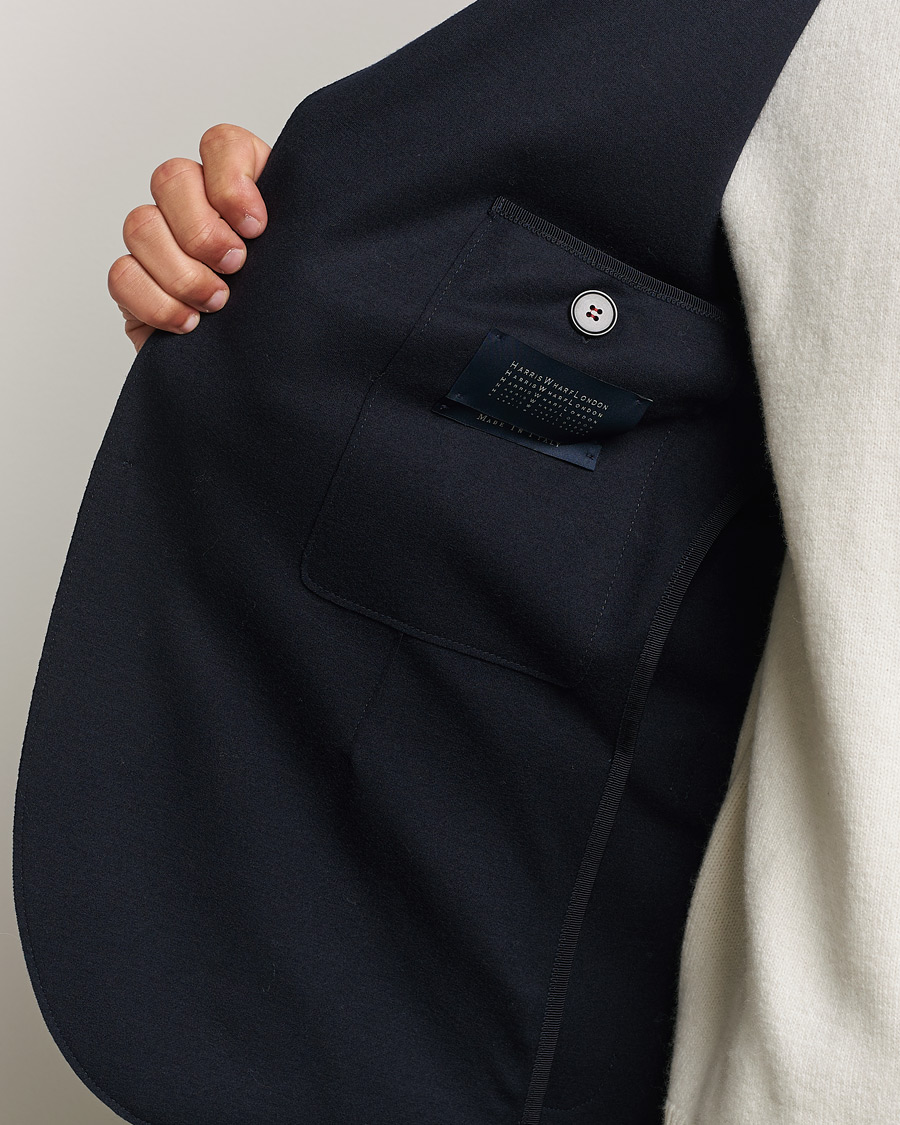 Homme | Blazers | Harris Wharf London | Two Button Superfine Merino Blazer Navy