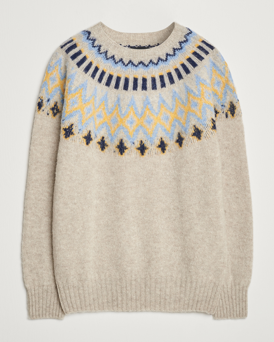 Homme | Pulls Et Tricots | Howlin' | Brushed Wool Fair Isle Crew Sweater Cosmic Latte