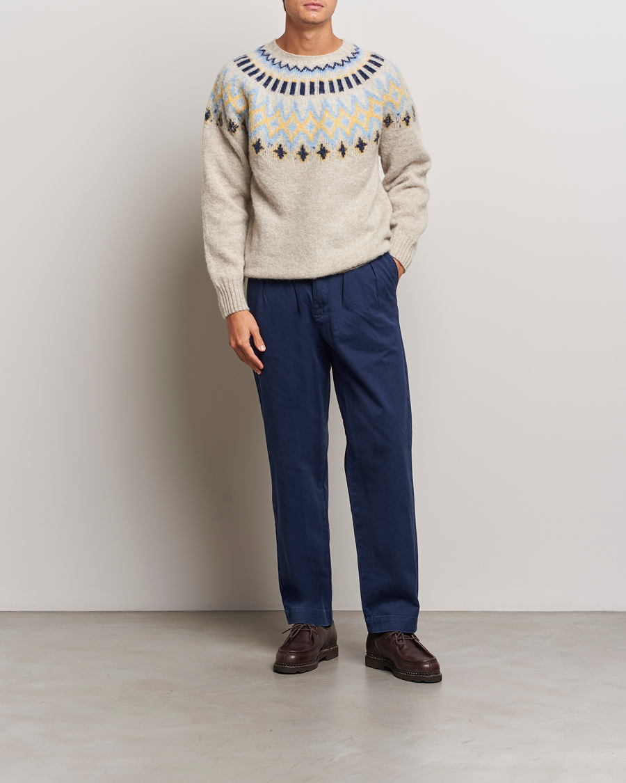 Homme | Pulls Et Tricots | Howlin' | Brushed Wool Fair Isle Crew Sweater Cosmic Latte