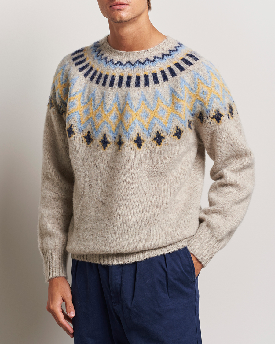 Homme | Pulls Et Tricots | Howlin' | Brushed Wool Fair Isle Crew Sweater Cosmic Latte