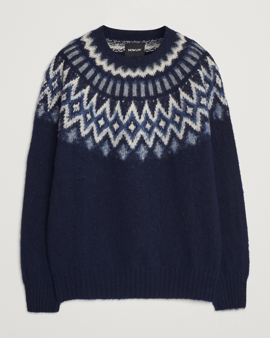 Homme | Pulls Et Tricots | Howlin' | Brushed Wool Fair Isle Crew Sweater Denim