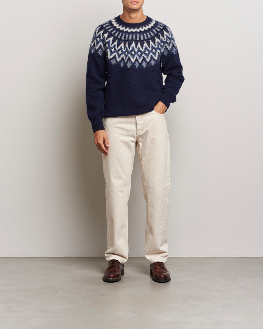 Homme | Pulls Et Tricots | Howlin' | Brushed Wool Fair Isle Crew Sweater Denim