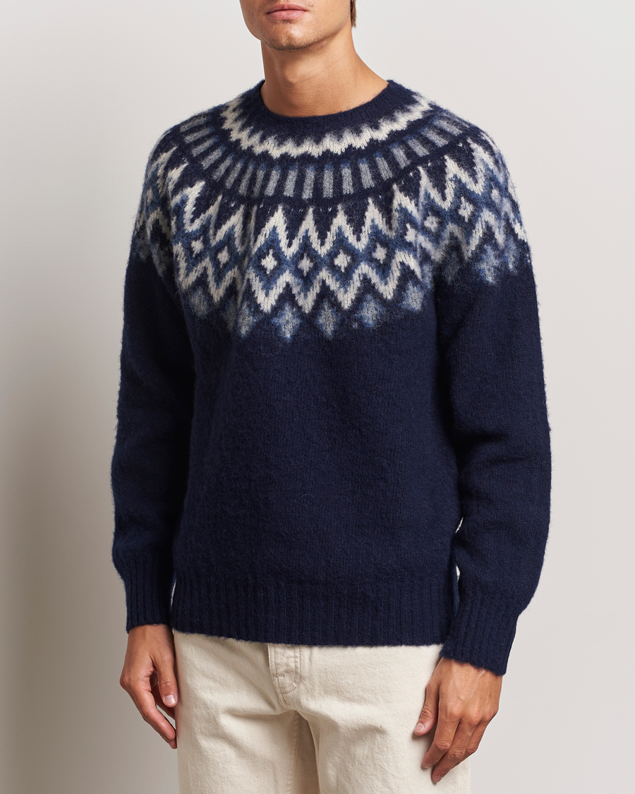 Homme | Pulls Et Tricots | Howlin' | Brushed Wool Fair Isle Crew Sweater Denim