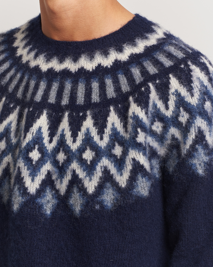 Homme | Pulls Et Tricots | Howlin' | Brushed Wool Fair Isle Crew Sweater Denim