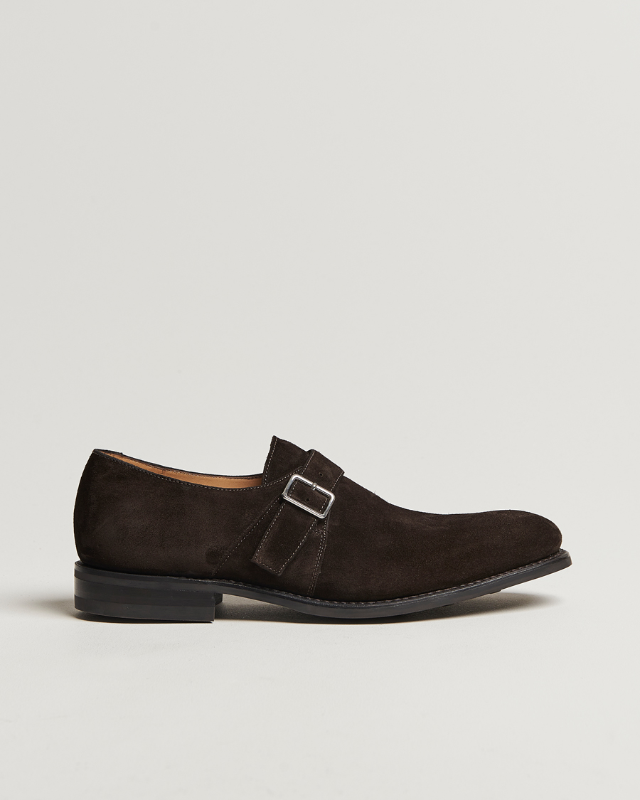 Homme | Chaussures À Boucles | Loake 1880 | 357 Suede Single Monk Dark Brown