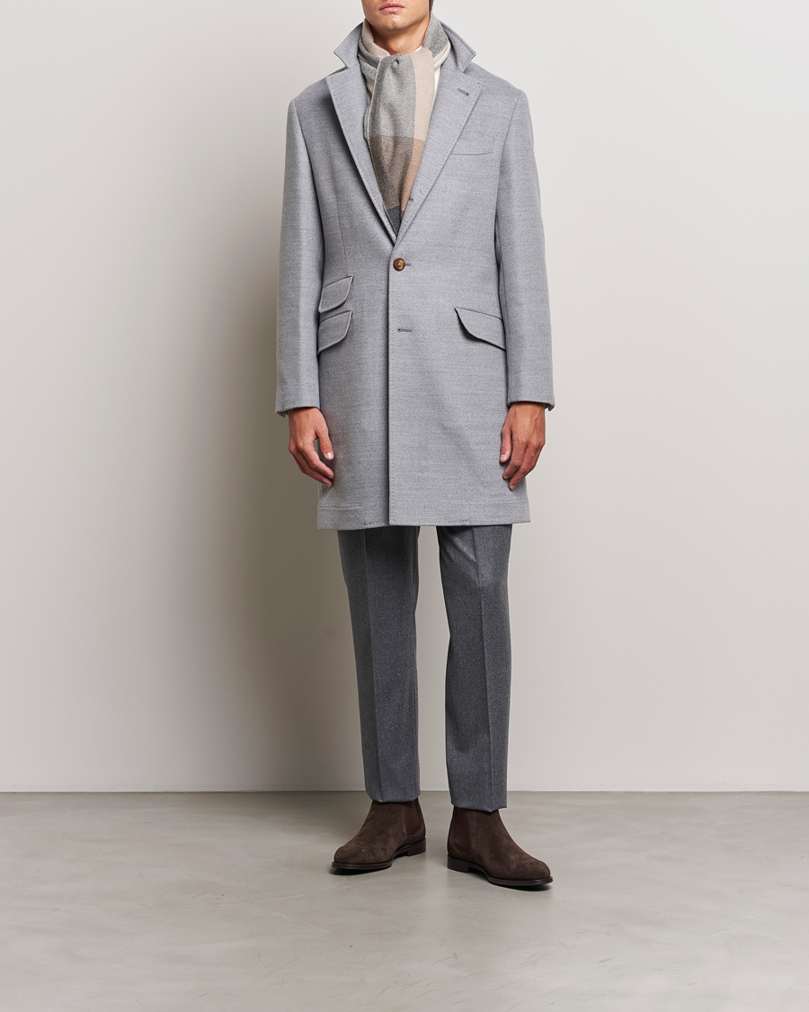 Homme | Manteaux Et Vestes | Brunello Cucinelli | Single Breasted Beaver Wool Coat Pearl Grey