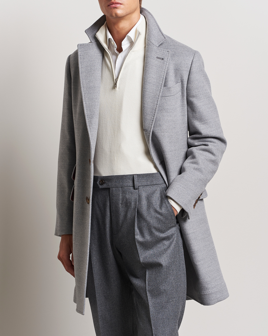 Homme | Manteaux Et Vestes | Brunello Cucinelli | Single Breasted Beaver Wool Coat Pearl Grey