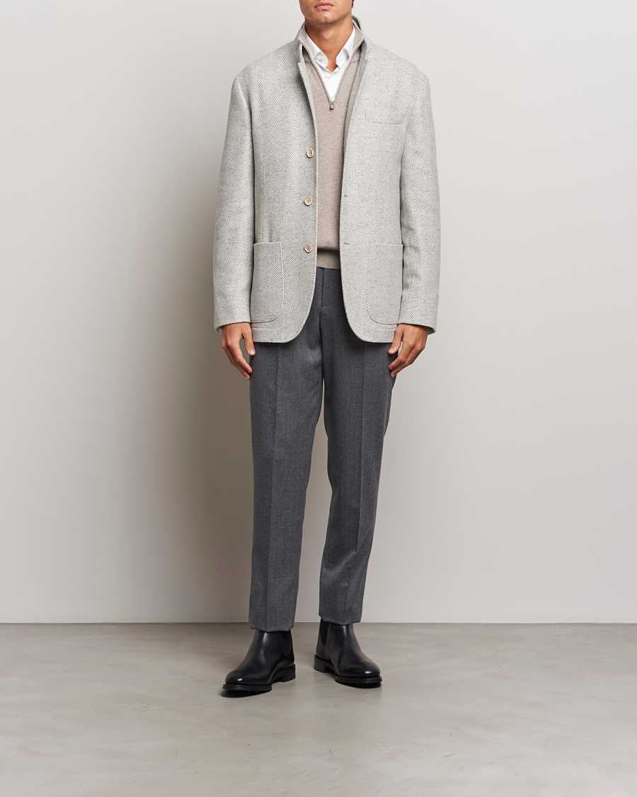 Homme | Manteaux Et Vestes | Brunello Cucinelli | Cashmere Herringbone City Jacket Pearl Grey
