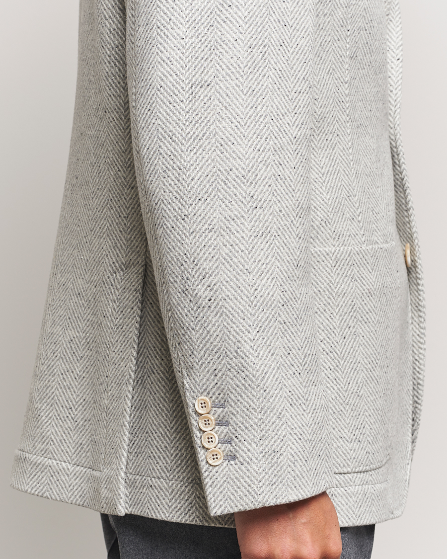 Homme | Manteaux Et Vestes | Brunello Cucinelli | Cashmere Herringbone City Jacket Pearl Grey