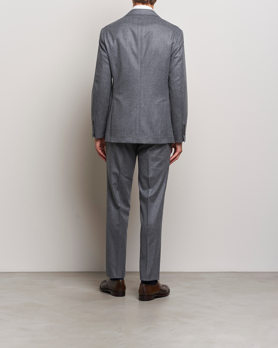 Homme | Costumes | Brunello Cucinelli | Single Breasted Flannel Suit Grey Melange