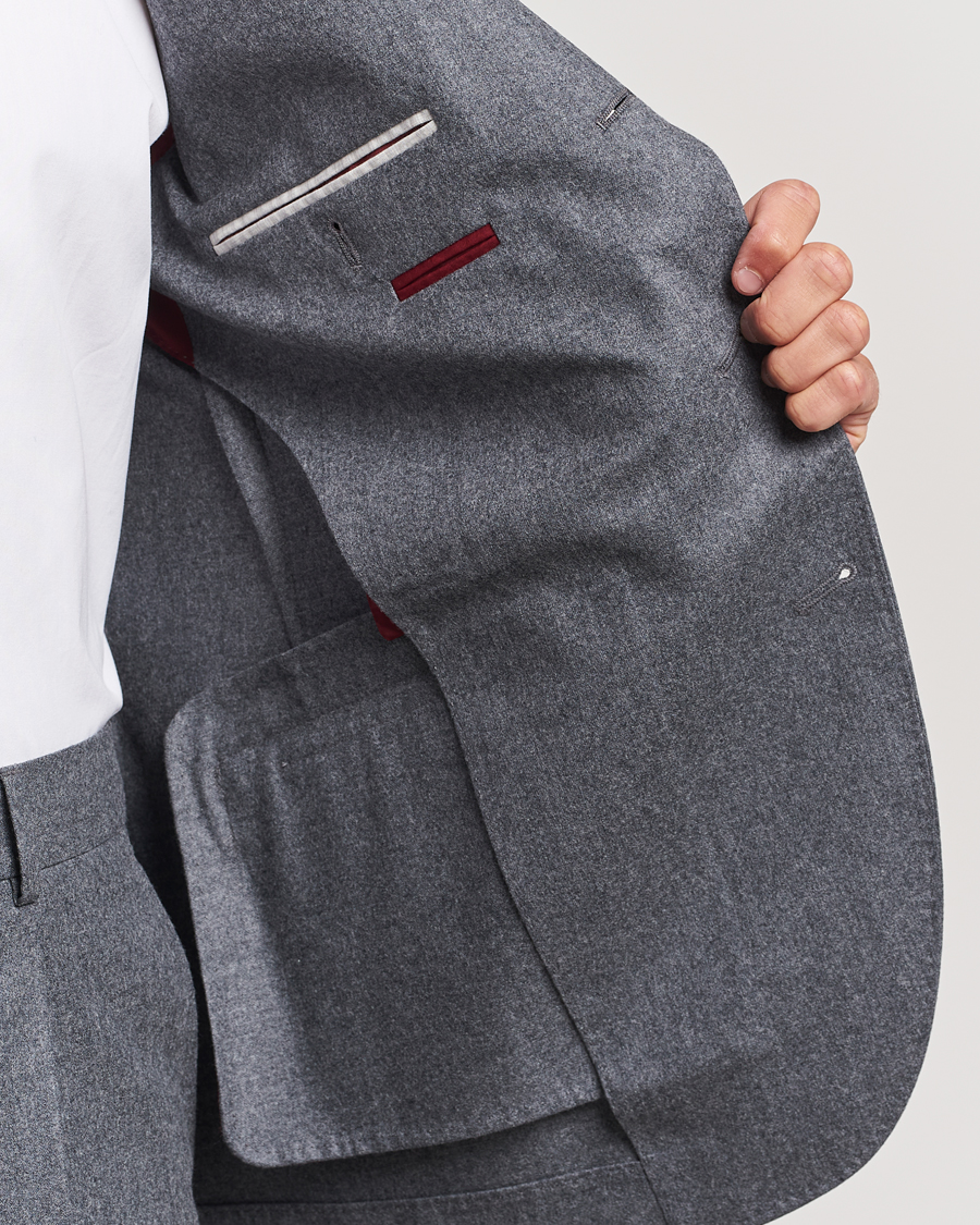 Homme | Costumes | Brunello Cucinelli | Single Breasted Flannel Suit Grey Melange