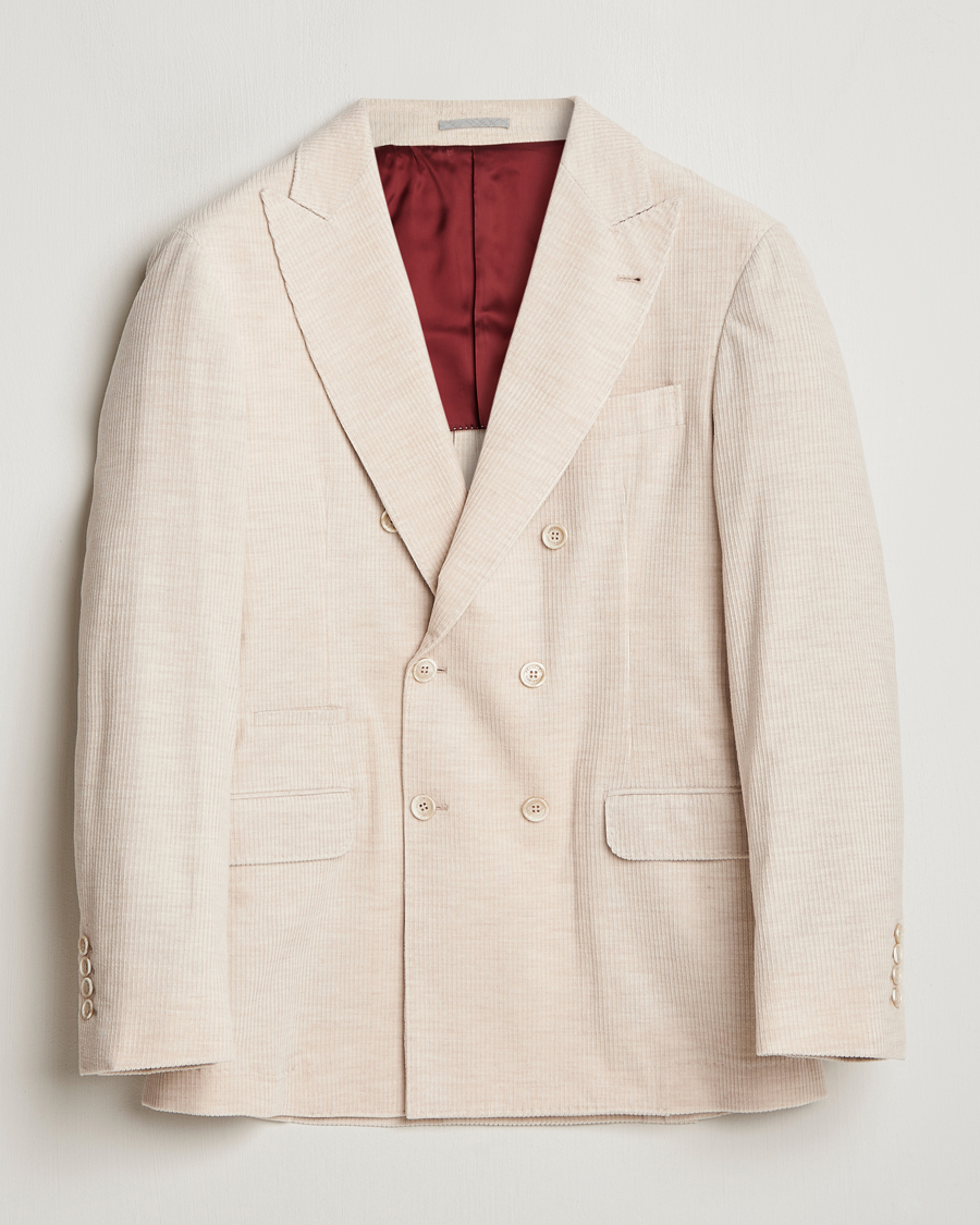 Homme | Blazers | Brunello Cucinelli | Double Breasted Cashmere Corduroy Blazer Sand