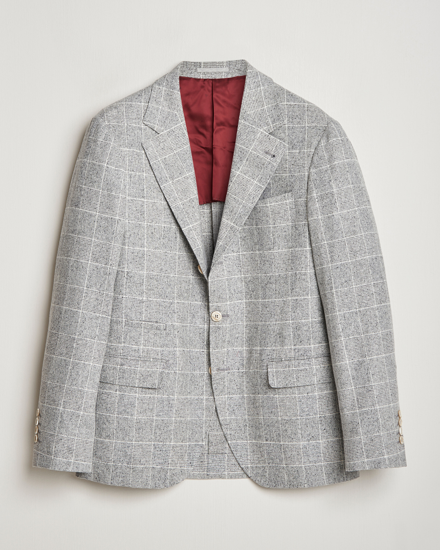 Homme | Blazers | Brunello Cucinelli | Single Breasted Check Blazer Pearl Grey