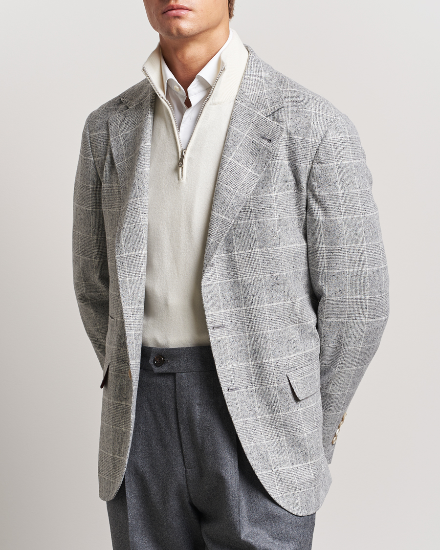 Homme | Blazers | Brunello Cucinelli | Single Breasted Check Blazer Pearl Grey