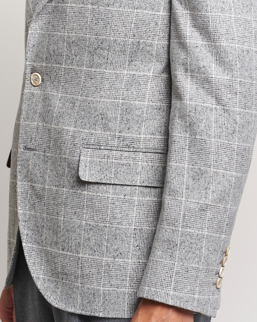 Homme | Blazers | Brunello Cucinelli | Single Breasted Check Blazer Pearl Grey