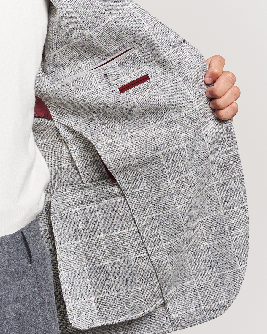 Homme | Blazers | Brunello Cucinelli | Single Breasted Check Blazer Pearl Grey