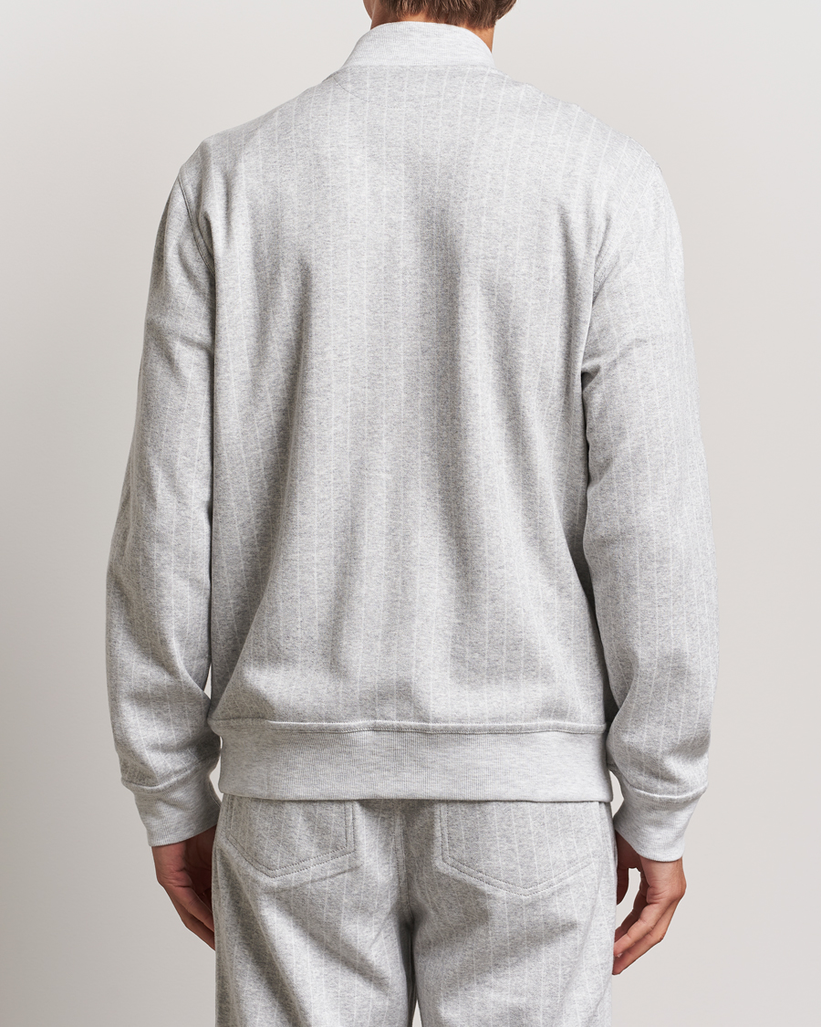 Homme | Pulls Et Tricots | Brunello Cucinelli | Soft Pinstripe Full Zip Sweater Pearl Grey