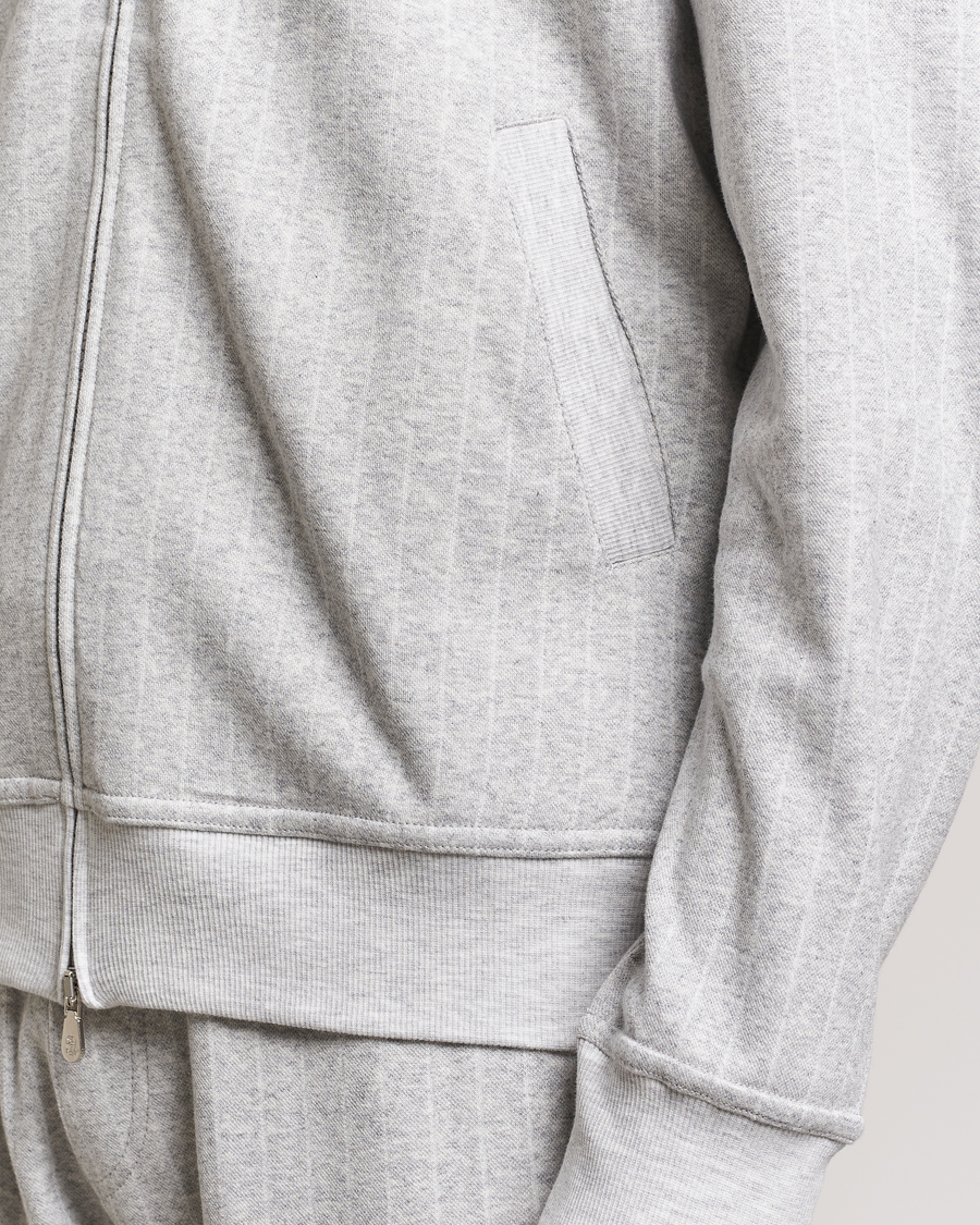 Homme | Pulls Et Tricots | Brunello Cucinelli | Soft Pinstripe Full Zip Sweater Pearl Grey