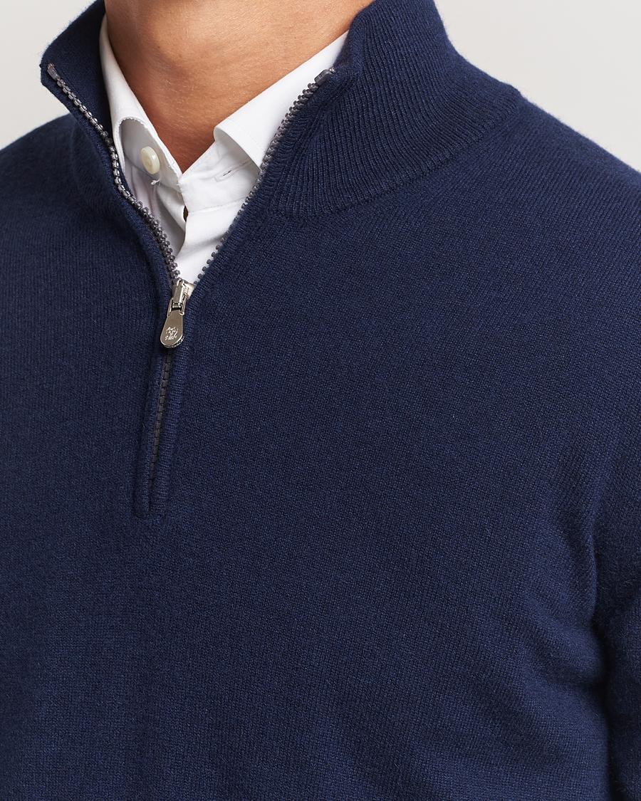 Homme | Pulls Et Tricots | Brunello Cucinelli | 2 Ply Cashmere Half Zip Navy