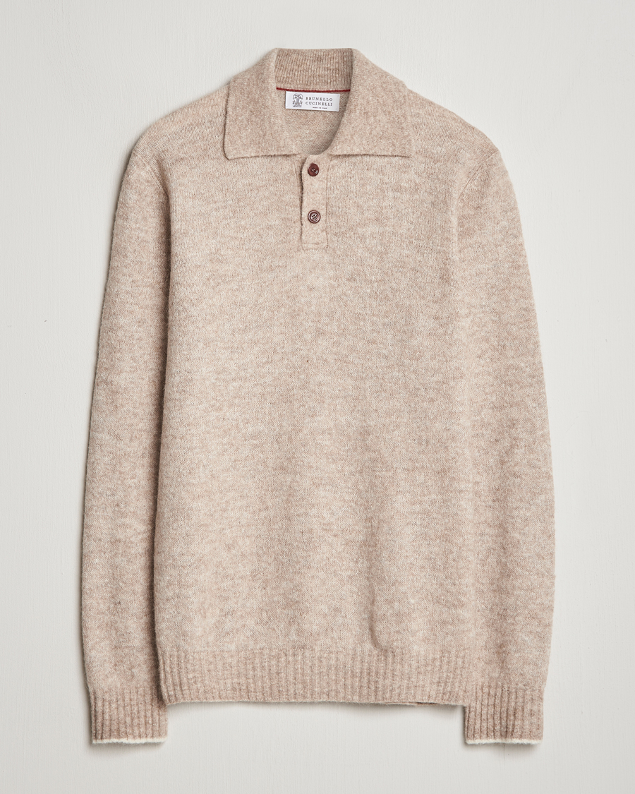 Homme | Pulls Et Tricots | Brunello Cucinelli | Alpaca Wool Long Sleeve Polo Light Beige