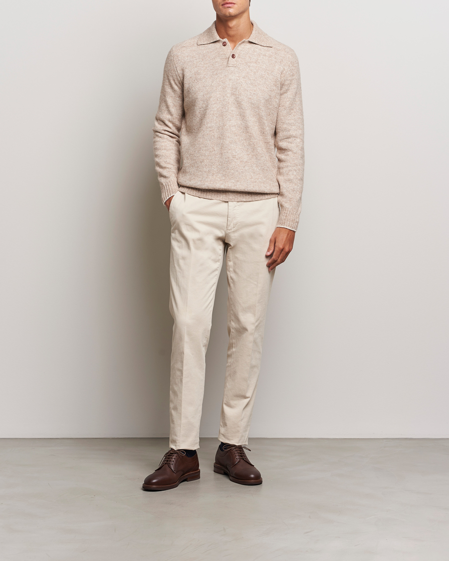 Homme | Pulls Et Tricots | Brunello Cucinelli | Alpaca Wool Long Sleeve Polo Light Beige