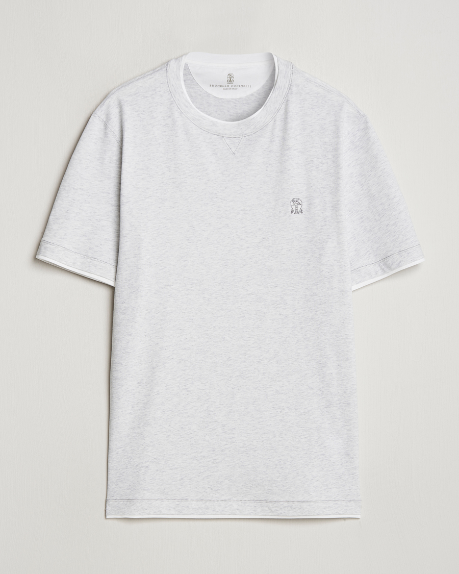 Homme | T-shirts | Brunello Cucinelli | Short Sleeve Logo T-Shirt Light Grey