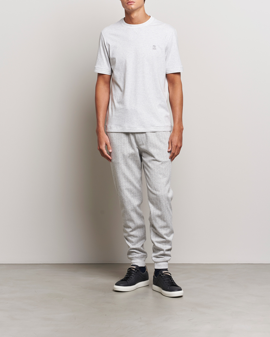 Homme | T-shirts | Brunello Cucinelli | Short Sleeve Logo T-Shirt Light Grey