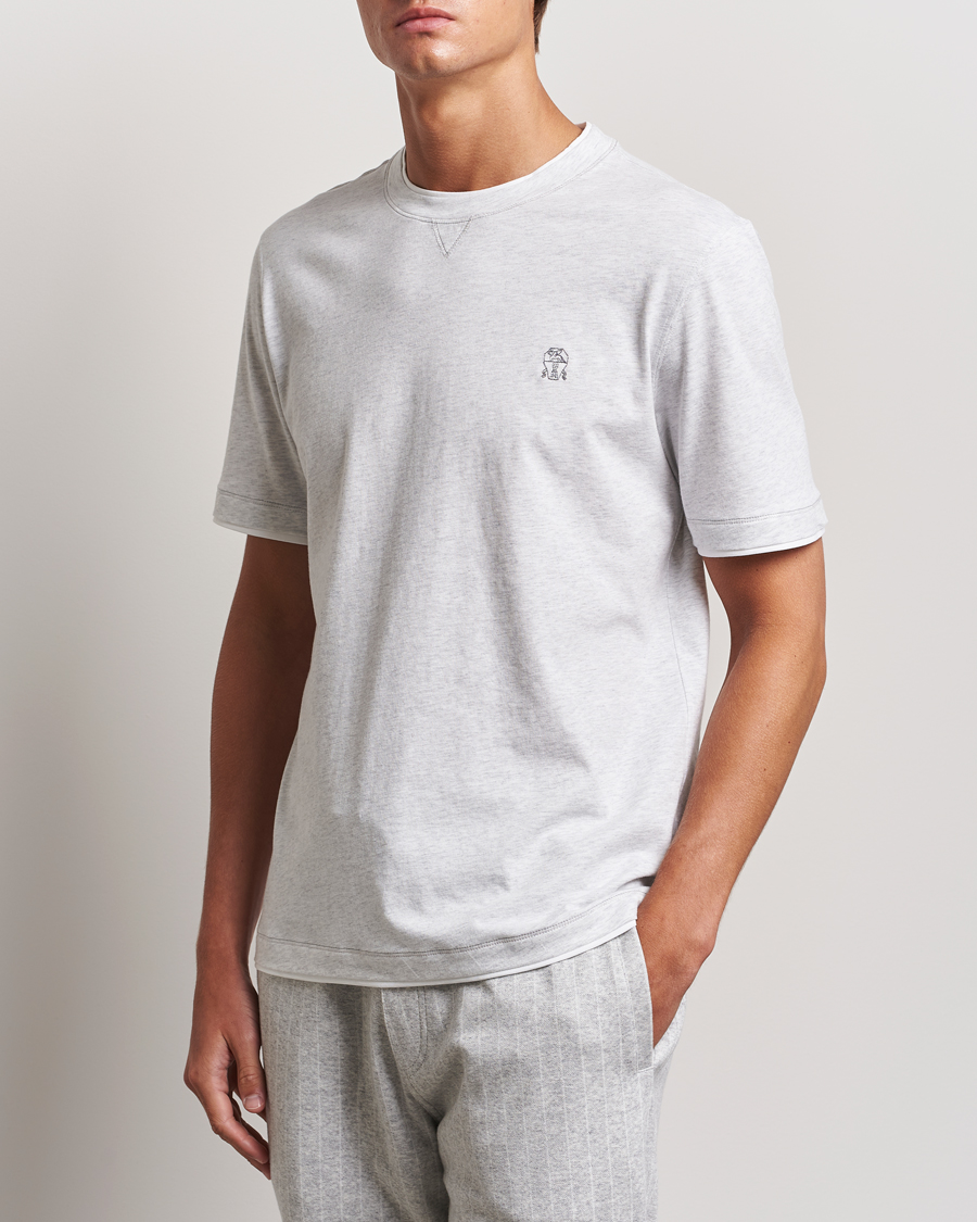 Homme | T-shirts | Brunello Cucinelli | Short Sleeve Logo T-Shirt Light Grey