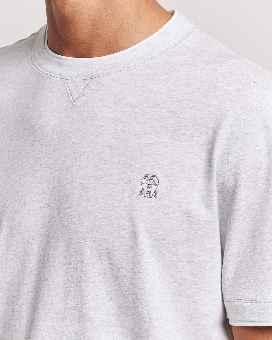 Homme | T-shirts | Brunello Cucinelli | Short Sleeve Logo T-Shirt Light Grey