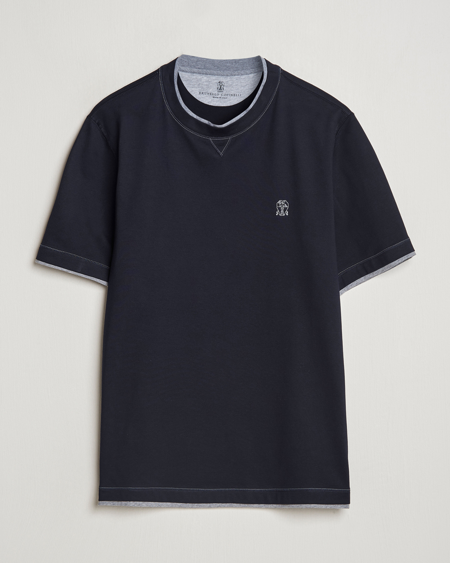 Homme | T-shirts | Brunello Cucinelli | Short Sleeve Logo T-Shirt Navy